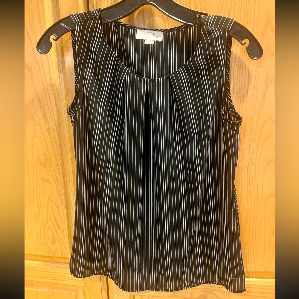LOFT Outlet Black & White Striped Tank Top Size XXSP